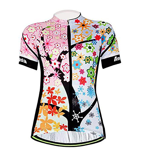 

21Grams Floral Botanical Women's Short Sleeve Cycling Jersey - Pink Bike Jersey Top Breathable Quick Dry Moisture Wicking Sports Terylene Mountain Bike MTB Clothing Apparel / Micro-elastic / Race Fit