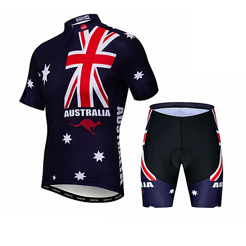 

21Grams Australia National Flag Men's Short Sleeve Cycling Jersey with Shorts - RedBlue Bike Clothing Suit Breathable Quick Dry Sports Elastane Terylene Mountain Bike MTB Road Bike Cycling Clothing