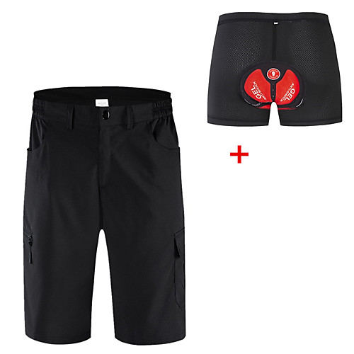 

WOSAWE Men's Cycling Padded Shorts Cycling MTB Shorts Bike Padded Shorts / Chamois MTB Shorts Bottoms Breathable 3D Pad Moisture Wicking Sports Solid Color Spandex Silicone Black / Red Mountain Bike