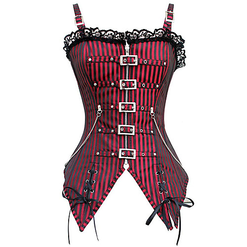 

Outlander Gothic Vintage Medieval Steampunk Wasp-Waisted Corset Overbust Corset Women's Costume Black / Red Vintage Cosplay Halloween Stage Sleeveless