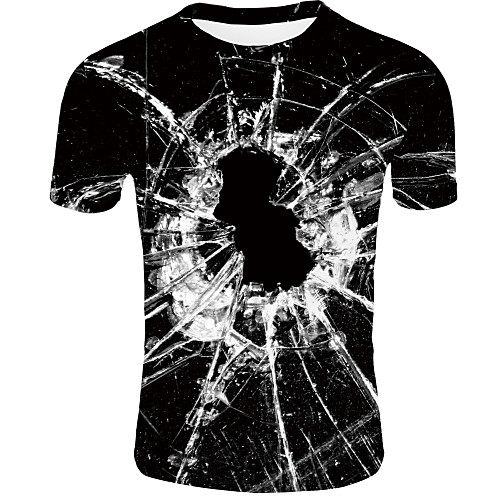 

Men's T shirt Graphic Print Short Sleeve Casual Tops Basic Black