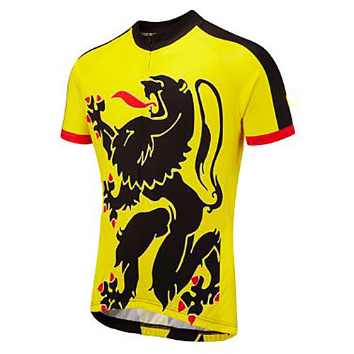 

21Grams Novelty Men's Short Sleeve Cycling Jersey - Black / Yellow Bike Jersey Top Breathable Quick Dry Moisture Wicking Sports Terylene Mountain Bike MTB Road Bike Cycling Clothing Apparel