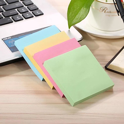 

2packs 100 Sheets/Pack Universal Sticky Adhesive Notes Candy Color Square 7.57.5cm Sticky Notes Post-it Note Blue Green Pink