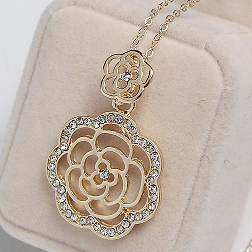 

Women's Charm Necklace Classic Roses Flower Fashion Zircon Copper Gold Plated Gold 45 cm Necklace Jewelry 1pc For Daily Work