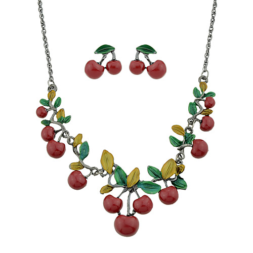 

Women's Necklace Earrings Fancy Cherry Holiday Ethnic Boho Earrings Jewelry Red For Gift Daily Holiday Festival 1 set