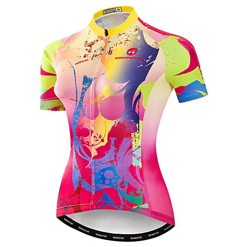 

21Grams Women's Short Sleeve Cycling Jersey Polyester Elastane Pink Rainbow Bike Jersey Top Mountain Bike MTB Road Bike Cycling Breathable Quick Dry Moisture Wicking Sports Clothing Apparel