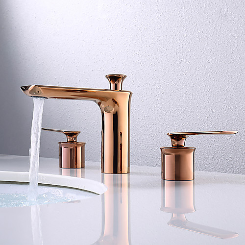 

Bathroom Sink Faucet - Widespread Rose Gold Centerset Two Handles Three HolesBath Taps