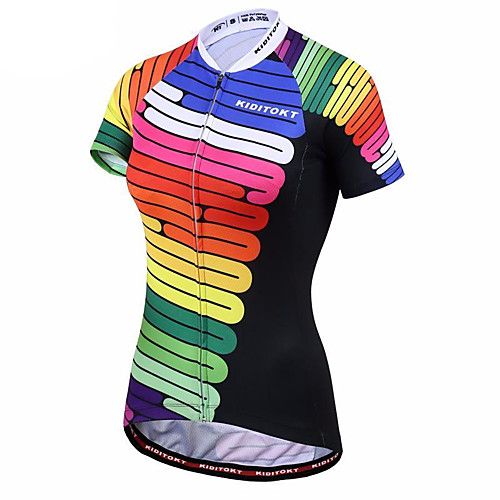 

21Grams Rainbow Women's Short Sleeve Cycling Jersey - RedBlue Bike Jersey Top Breathable Moisture Wicking Quick Dry Sports Terylene Mountain Bike MTB Clothing Apparel / Micro-elastic / Race Fit