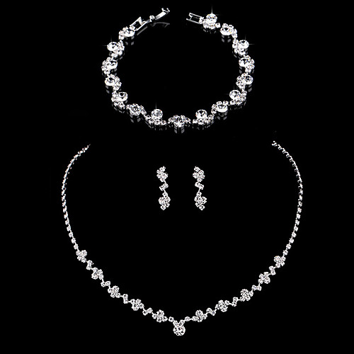 

Women's Drop Earrings Necklace Bracelet Tennis Chain Simple Korean Fashion Elegant Imitation Diamond Earrings Jewelry Silver For Wedding Party Engagement Gift Daily 1 set
