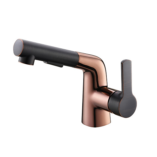 

Pull-Out Rose Gold Plating Copper Coating Basin Faucet Mixer Tap T28