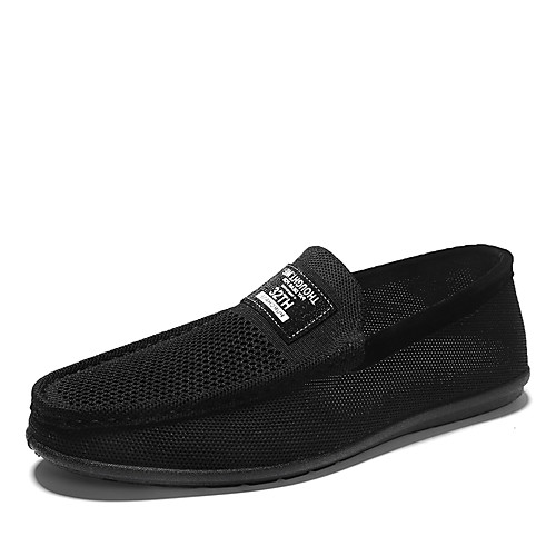 

Men's Spring / Summer Casual / British Daily Loafers & Slip-Ons Tissage Volant Breathable Non-slipping Black / Gray Slogan