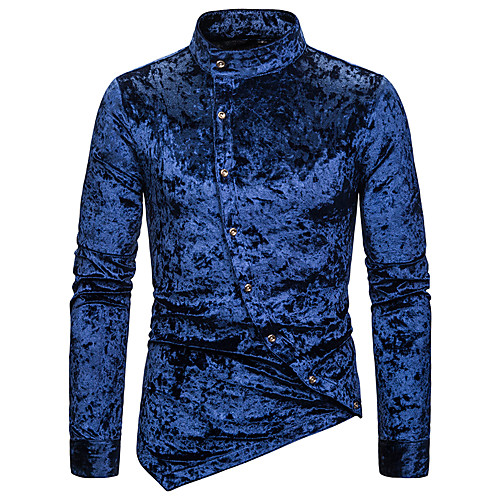 

Men's Shirt Solid Colored Long Sleeve Casual Tops White Black Light gray