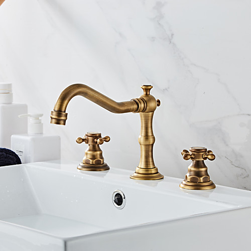 

Bathtub Faucet - Widespread Antique Brass Roman Tub Two Handles Three HolesBath Taps