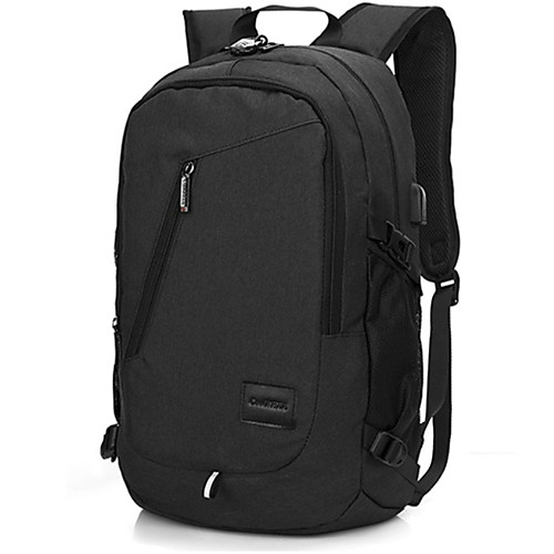 

Men's Nylon Rucksack Commuter Backpack Large Capacity Zipper Daily Backpack Black Gray