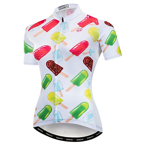 

21Grams Women's Short Sleeve Cycling Jersey Polyester Elastane White Novelty Bike Jersey Top Mountain Bike MTB Road Bike Cycling Breathable Quick Dry Moisture Wicking Sports Clothing Apparel