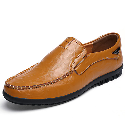 

Men's Cowhide Spring & Summer / Fall & Winter Loafers & Slip-Ons Walking Shoes Breathable Dark Brown / Yellow / Black