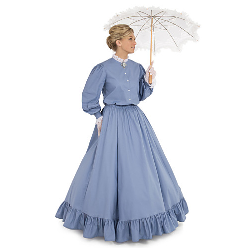 

Duchess Victorian 1910s Edwardian Dress Party Costume Women's Feather Costume Blue Vintage Cosplay Daily Wear Long Sleeve Floor Length Ball Gown Plus Size / Blouses / Blouses