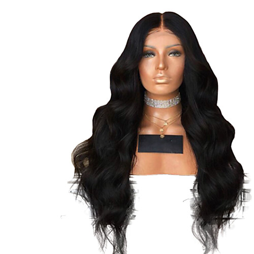 

Synthetic Lace Front Wig Wavy Middle Part Lace Front Wig Long Natural Black #1B Synthetic Hair 18-26 inch Women's Adjustable Heat Resistant Party Black
