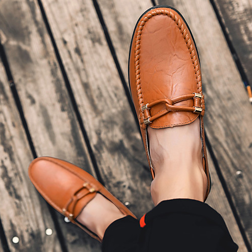 

Men's Cowhide Spring & Summer / Fall & Winter Loafers & Slip-Ons Walking Shoes Breathable Light Brown / Dark Brown / Black