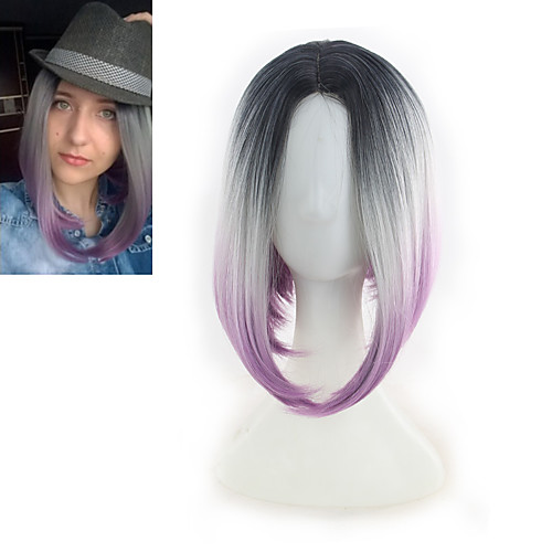 

Synthetic Wig Ombre Straight Bob Wig Ombre Short Black / Grey Black / Dark Green Black / Green Black / Purple Synthetic Hair 14inch Women's Odor Free Adjustable Heat Resistant Ombre