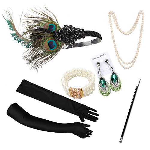 

Necklace Earrings Costume Accessory Sets Gloves Necklace Retro Vintage 1920s The Great Gatsby Artificial feather For The Great Gatsby Cosplay Halloween Carnival Women's Costume Jewelry Fashion Jewelry