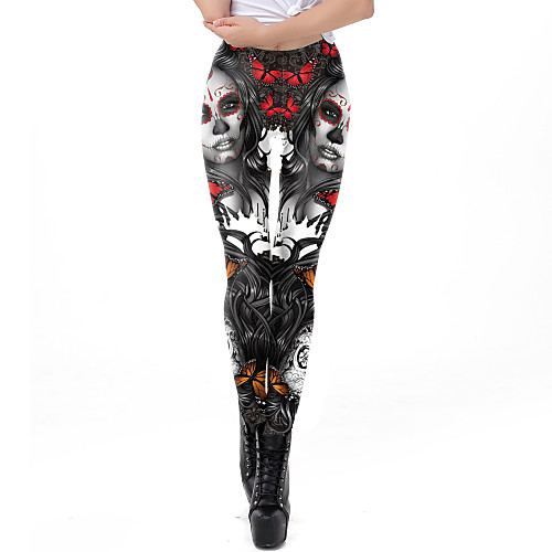 

Women's Sporty Comfort Skinny Gym Yoga Leggings Pants 3D Patterned Ankle-Length Print High Waist Black