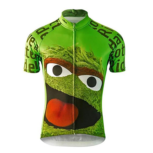 

21Grams Novelty Men's Short Sleeve Cycling Jersey - Green Bike Jersey Top Breathable Quick Dry Moisture Wicking Sports Terylene Mountain Bike MTB Road Bike Cycling Clothing Apparel / Micro-elastic