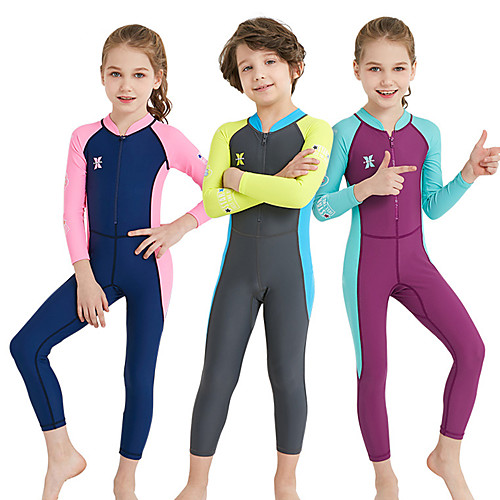 

Dive&Sail Girls' Rash Guard Dive Skin Suit Nylon Spandex Diving Suit UV Sun Protection Breathable Quick Dry Full Body Front Zip - Swimming Diving Watersports Patchwork Spring, Fall, Winter, Summer