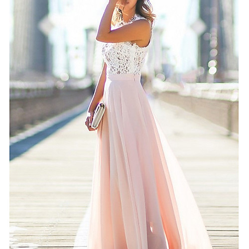 

Women's Loose Maxi long Dress Purple Yellow Blushing Pink Light Blue Sleeveless Solid Colored Lace Fall Crew Neck Cotton S M L XL XXL 3XL / Plus Size / Plus Size