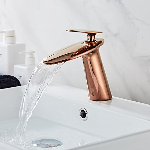 

Faucet Set - Waterfall Rose Gold Centerset Single Handle One HoleBath Taps