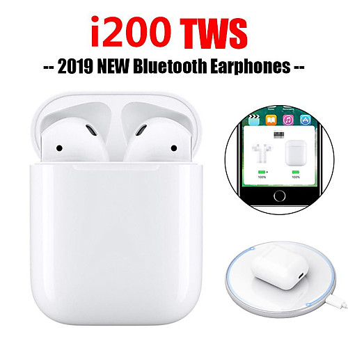 

Original i200 TWS True Wireless Earbuds Wireless Qi Charging Bluetooth 5.0 6D Bass Earphone Pop Up Window with iOS Auto Pairing Touch Control Function