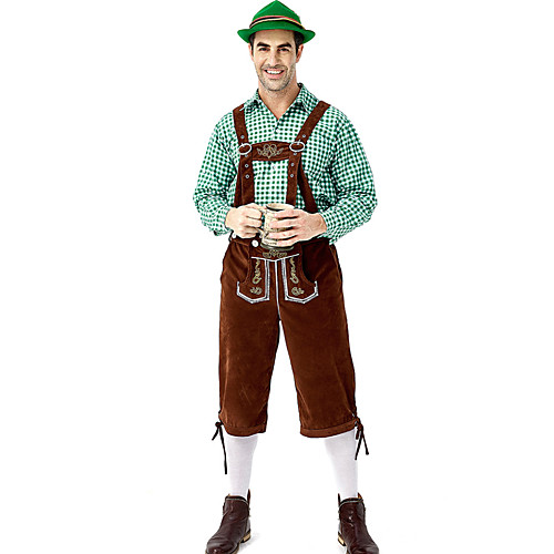 

Oktoberfest Beer Outfits Lederhosen Men's Blouse Pants Bavarian Costume Brown black Red / black RedBrown