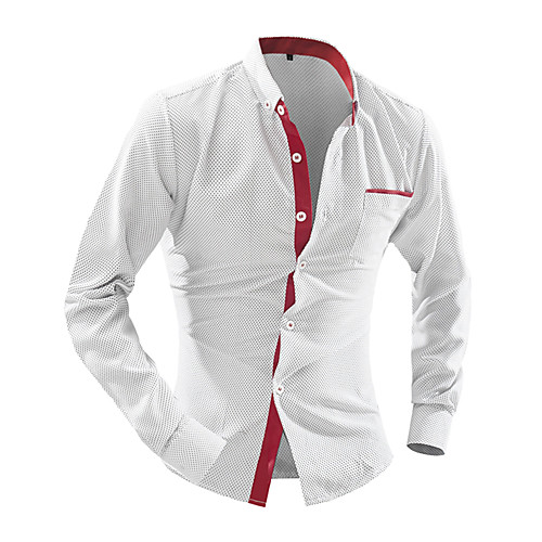 

Men's Solid Colored Slim Shirt Business Daily Work Button Down Collar White / Navy Blue / Blue / Long Sleeve