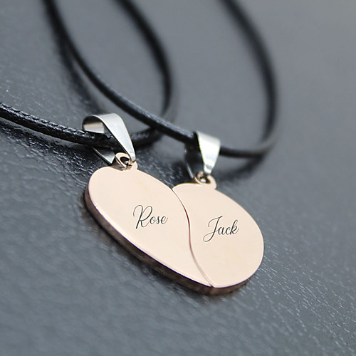 

Personalized Customized Necklace Name Necklace Titanium Steel Classic Name Engraved Love Gift Promise Festival Heart Shape 2 PCS Black Rose Gold Gold / Laser Engraving