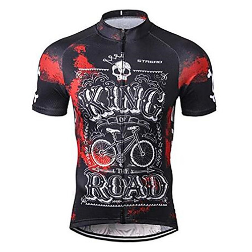 

21Grams Skull Men's Short Sleeve Cycling Jersey - Black / Red Bike Jersey Top Breathable Moisture Wicking Quick Dry Sports Terylene Mountain Bike MTB Clothing Apparel / Micro-elastic / Race Fit
