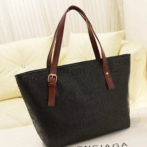 

Women's Zipper PU Tote Black / Red / Yellow