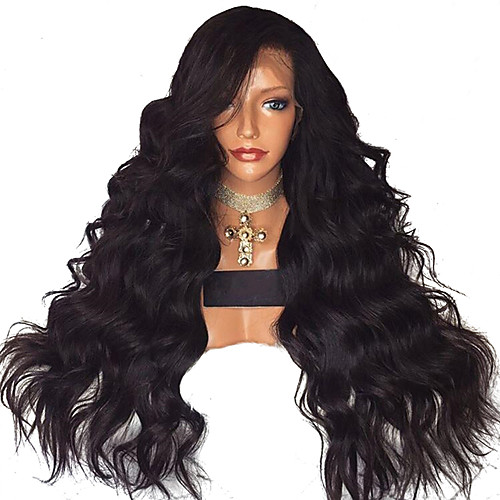 

Synthetic Lace Front Wig Wavy Side Part Lace Front Wig Long Black#1B Synthetic Hair 18-26 inch Women's Adjustable Heat Resistant Party Black