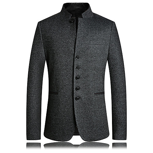 

Men's Solid Colored Fall & Winter Jacket Regular Daily Long Sleeve Polyester Coat Tops Gray