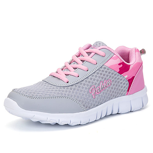 

Women's Trainers / Athletic Shoes 2020 Summer / Fall Flat Heel Round Toe Casual Sweet Daily Outdoor Lace-up Slogan Tissage Volant Running Shoes / Walking Shoes Light Purple / Pink / Light Blue