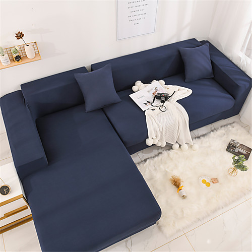 

Sofa Cover Stretch 1 Piece Solid Color Couch Cover Cheap Slipcovers Soft Spandex Jacquard Fabric Washable Furniture Protector Gray