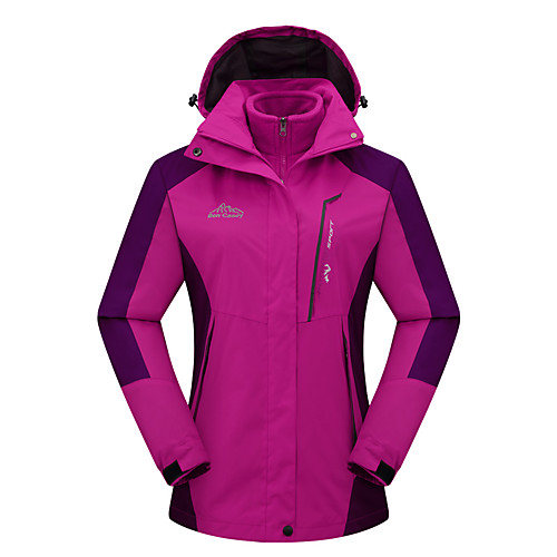 

Women's Hiking Jacket Hiking 3-in-1 Jackets Ski Jacket Winter Outdoor Waterproof Windproof Breathable Warm 3-in-1 Jacket Ventilation Zip Hunting Ski / Snowboard Climbing Purple Red Rose Red