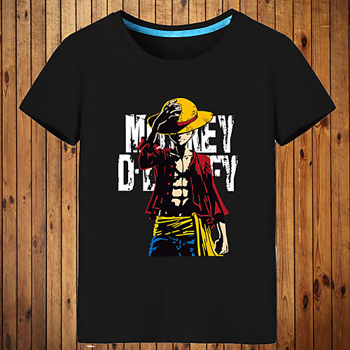 

Inspired by One Piece Monkey D. Luffy Anime Cosplay Costumes Japanese Cosplay T-shirt Print Short Sleeve Top For Men's Women's