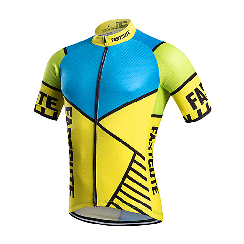 

FUALRNY Men's Short Sleeve Cycling Jersey Yellow Bike Jersey Top Mountain Bike MTB Road Bike Cycling Breathable Quick Dry Moisture Wicking Sports Clothing Apparel / Stretchy