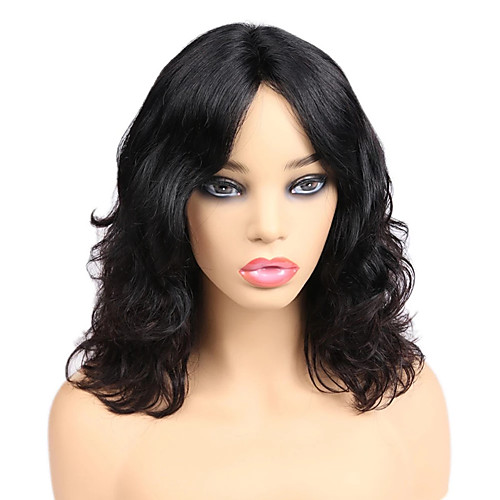 

Remy Human Hair Full Lace Lace Front Wig Middle Part style Brazilian Hair Wavy Black Wig 130% 150% 180% Density Fashionable Design Classic Women Hot Sale Comfortable Women's Short Human Hair Lace Wig