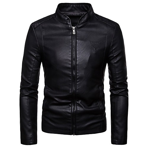 

Men's Daily Basic Spring & Fall Regular Denim Jacket, Solid Colored Shirt Collar Long Sleeve Polyester Black / Wine / Brown