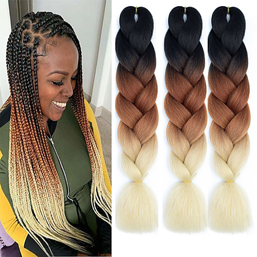 

Braiding Hair Straight Jumbo Synthetic Hair 3 Pieces Hair Braids Natural Color 24 inch 24 Heat Resistant Synthetic 100% kanekalon hair Dailywear African Braids