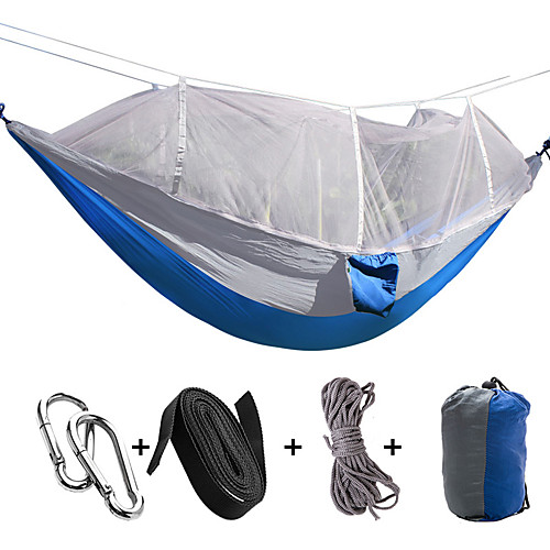 

Camping Hammock with Mosquito Net Outdoor Breathable Anti-Mosquito Ultra Light (UL) Parachute Nylon with Carabiners and Tree Straps for 1 person Camping Camping / Hiking / Caving Outdoor Army Green