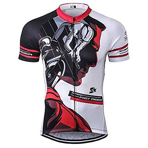 

21Grams Anime Men's Short Sleeve Cycling Jersey - Black / White Bike Jersey Top Breathable Quick Dry Moisture Wicking Sports Terylene Mountain Bike MTB Clothing Apparel / Micro-elastic / Race Fit