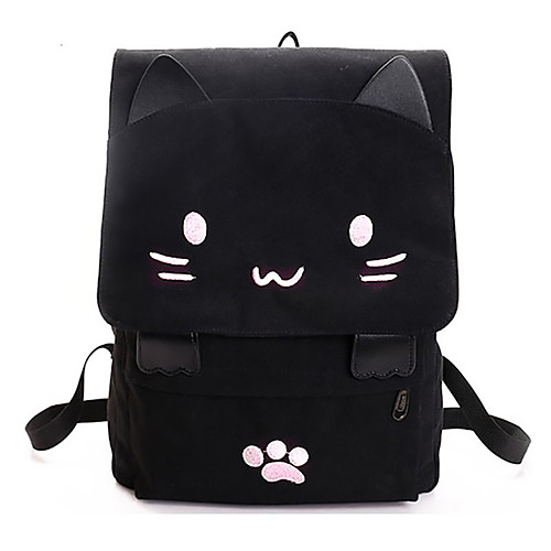 

Large Capacity Canvas Zipper School Bag Animal Daily Black / Fall & Winter