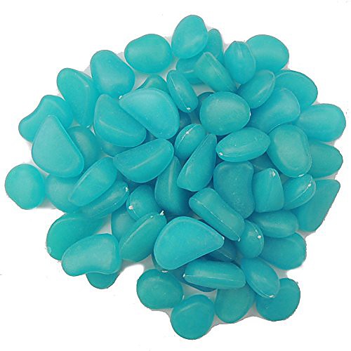 

Easygoby 100 Man-made Blue Glow in the Dark Pebbles Stone for Garden Walkway--Making Your Garden or Yard Looks Different from Your Neighbors` at night